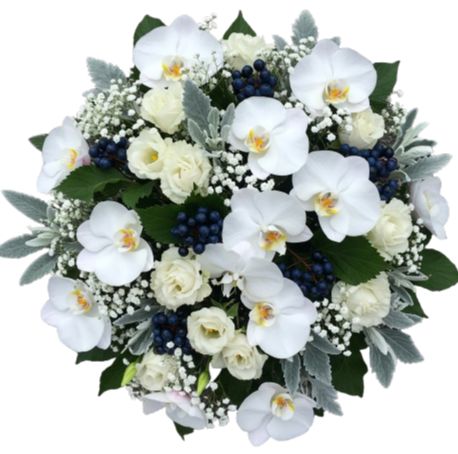White Serenity and Berries Charming Bouquet