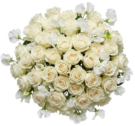 White Spray Roses and Sweet Pea Bouquet