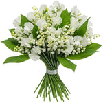 White Sweet Pea and Lily of Valley Bouquet - Flowers Box London