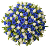 White Tulips and Cornflowers Bouquet - Flowers Box London