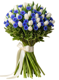 White Tulips and Cornflowers Bouquet - Flowers Box London