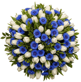 White Tulips and Cornflowers Bouquet - Flowers Box London