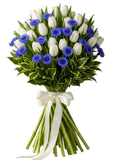 White Tulips and Cornflowers Bouquet - Flowers Box London