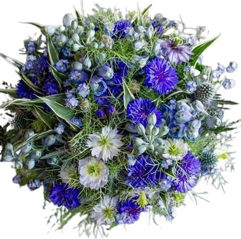 Wild Blue Flowers Bouquet - Flowers Box London