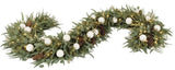 Winter Elegance Garland with Eucalyptus, Lights & White Baubles - Flowers Box London