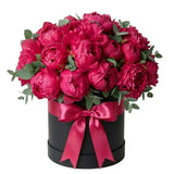Wonderful Cerise Peonies Box with Eucalyptus - Flowers Box London