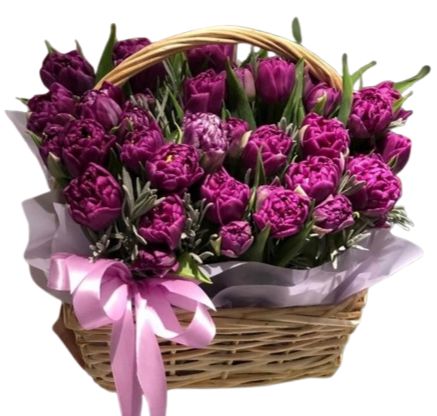 Wonderfurl Basket of Double Tulips