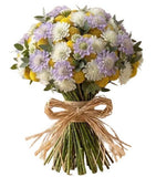 Yellow Craspedia with Scabiosa Bouquet - Flowers Box London