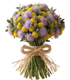 Yellow Craspedia with Scabiosa Bouquet - Flowers Box London