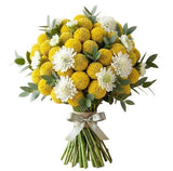 Yellow Craspedia with Scabiosa Bouquet - Flowers Box London