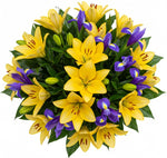 Yellow Lily and Iris Bouquet