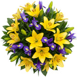 Yellow Lily and Iris Bouquet - Flowers Box London