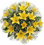 Yellow Lily with Gypsophila Bouquet
