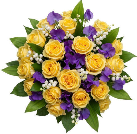 Yellow Roses with Fragrant Blooms Bouquet - Flowers Box London