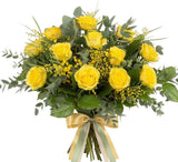 Yellow Roses with Mimosa Bouquet - Flowers Box London