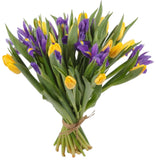 Yellow Tulips and Iris Bouquet - Flowers Box London