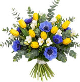 Yellow Tulips & Anemone Bouquet - Flowers Box London