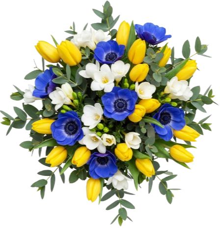 Yellow Tulips & Anemone Bouquet