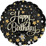 18in Happy Birthday Black Star Balloon