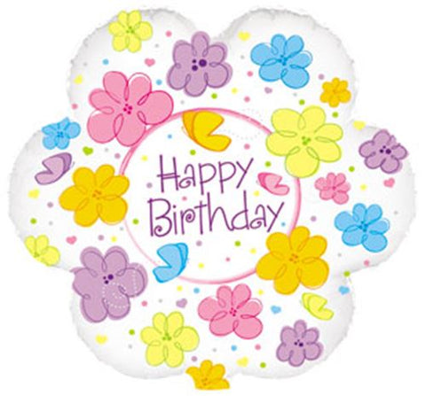 18in Happy Birthday Flower Shape Balloon