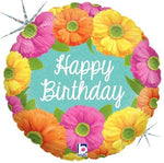 18in Happy Birthday Flowers Balloon
