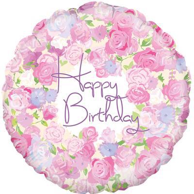 18in Happy Birthday Flowers Balloon - Flowers Box London