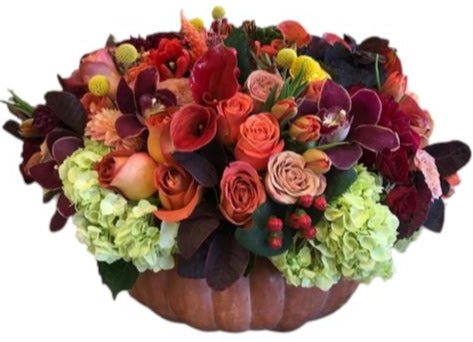 Admirable Burgundy Pumpkin Arrangement - Flowers Box London
