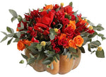 Amaryllis and Spray Roses Halloween Pumpkin