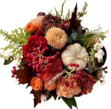 Autumn Bouquet with White Pumpkin - Flowers Box London