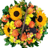Basket with Sunflowers and Roses - Flowers Box London