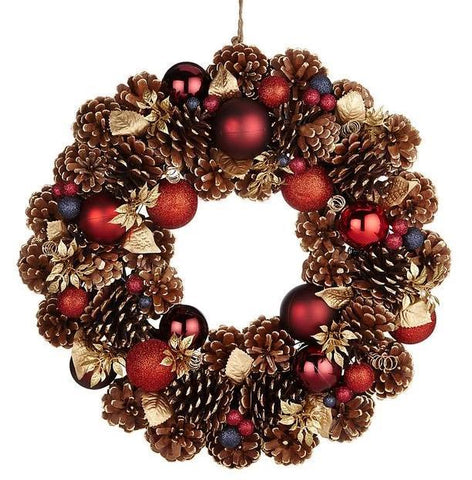Bauble and Cones Christmas Wreath