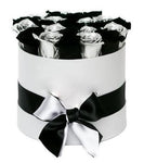 Black and Silver Roses Hat Box - Flowers Box London