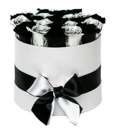 Black and Silver Roses Hat Box