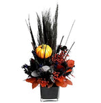 Black Autumn Arrangement in Glass Pot