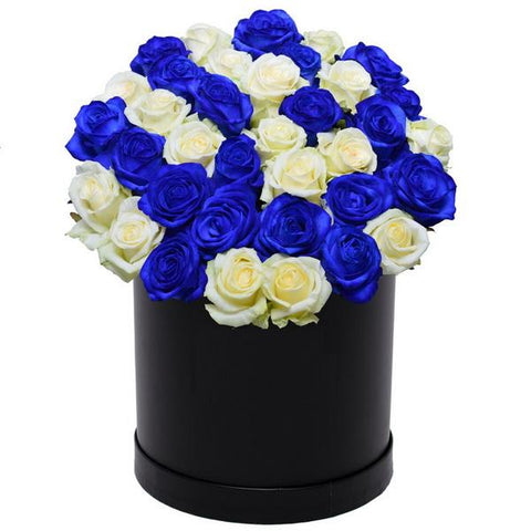 Blue and White Roses Hat Box