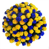 Blue and Yellow Roses Bouquet