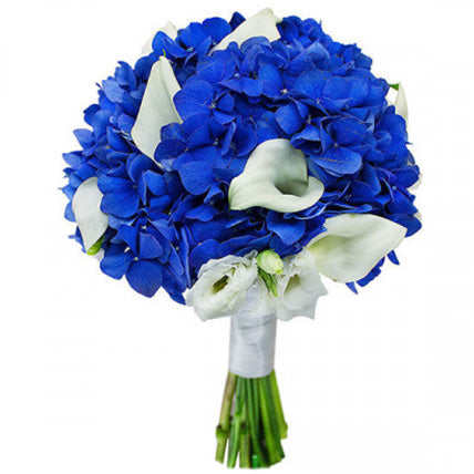 Blue Hydrangea and Calla Lily Bridal Bouquet