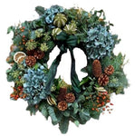 Blue Hydrangea Holly Wreath