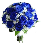 Blue Roses with Gypsophilium Bridal Bouquet