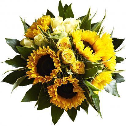 Bouquet of Sunflowers and Roses - Flowers Box London