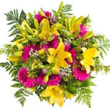 Bouquet of Yellow Lily & Gerber Bouquet - Flowers Box London