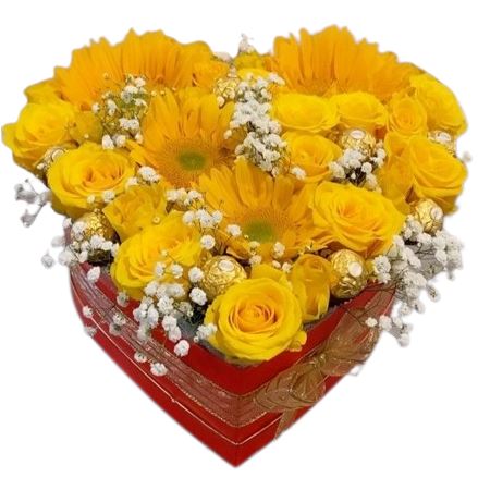 Box of Yellow Blooms and Chocolate