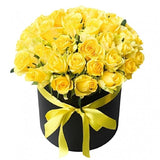 Bright Yellow Roses Box - Flowers Box London