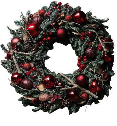 Burgundy Baubles Festive Wreath