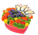 Butterfly Heart Box - Flowers Box London