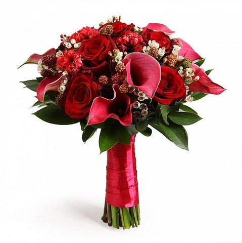 Calla Lily and Red Roses Bridal Bouquet