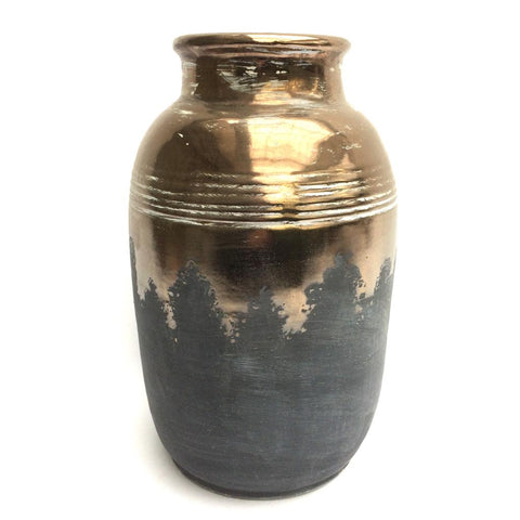 Ceramic Vase Brown / Gold / Grey