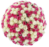 Cerise and White Roses Bouquet - Flowers Box London