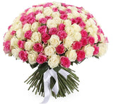 Cerise and White Roses Bouquet - Flowers Box London