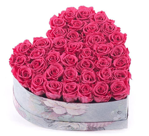 Cerise Roses Box - Flowers Box London